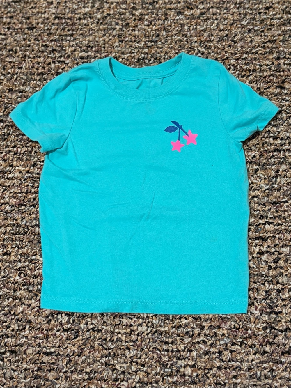 Cat & Jack Teal Short Sleeve Tee with Pink Star Flowers